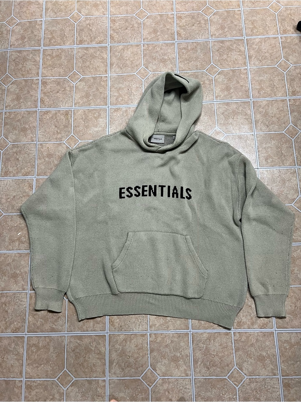 ESSENTIALS Men's Hoodie - Taupe Heavy-Knit Pullover